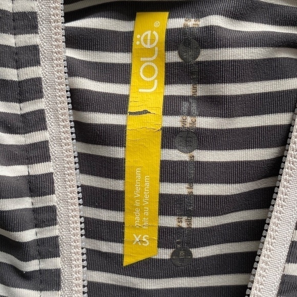 Lole full zip active jacket size XS grey and white stripe - Picture 13 of 14